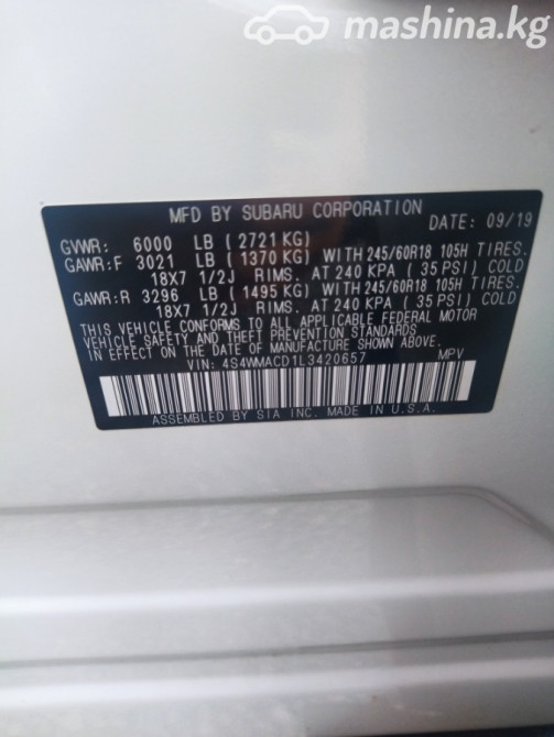 Subaru Ascent I 2.4, 2019 Бишкек - сүрөт 12